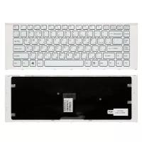 Клавиатура для ноутбука Sony Vaio VPC-EA, VPCEA, VPCY2 Series. Плоский Enter. Белая, с рамкой