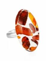 Овальное кольцо Далматин с янтарной мозаикой