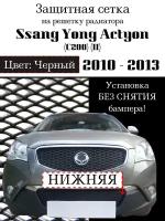 Защита радиатора (защитная сетка) Ssang Yong Actyon (C200) 2010-2013 черная нижняя