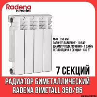 Радиатор биметаллический радена биметалл / RADENA BIMETALL 350/85 7 секций