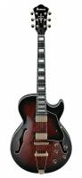 IBANEZ AG95QA-DBS, полуакустическая гитара, цвет античный тёмный бёрст