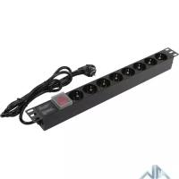 Exegate EX280841RUS Блок розеток ExeGate ServerPro PDU-19H802 Al-8S-EU1.8-SW, 19",1U,алюм, 8Schuko, евровилка, 1.8м