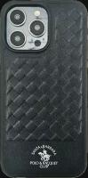 Чехол накладка iPhone 15 Pro 6.1" Polo Ravel Series Leather Black