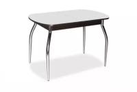 Кухонный стол со стеклом PALERMO 110 White / Wenge - CH (ножки хром)