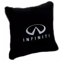 Подушка Infiniti черная вышивка белая