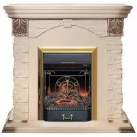 Электрокамин RealFlame DUBLIN LUX STD/EUG WT-615 с очагом Majestic Lux Brass