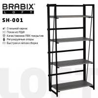 Стеллаж на металлокаркасе BRABIX LOFT SH-001 600х300х1250 мм дуб антик 641229 (1)