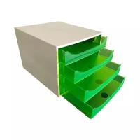 Пластиковые боксы для бумаги Attache Selection 4 лотка серый/зеленый (формат А4+)