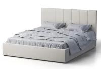 Кровать 160х200 с подъемным механизмом, двуспальная Венера-3 с мягким изголовьем для дома, для спальни, Ортопедическое основание, ящик для белья белая экокожа, GALAXY Мебель