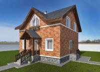(110м2, 8х8м) Готовый проект трехэтажного дома из газобетона с мансардой и крыльцом - AS-2348