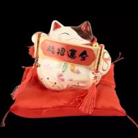 Японский кот-копилка Манеки-Неко "Счастье. Успех", 15х17см