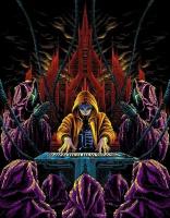 УФ полотно "Cyber Temple", 50x65 см. Киберпанк картина, светящаяся в ультрафиолете с флуоресцентным психоделическим принтом, настенный постер, декор