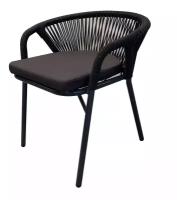 Плетеный стул из синтетических лент 4sis "Женева" Темно-серый