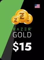 Карта пополнения Razer Gold 15$ - Razer Key - 15 USD - регион Америка