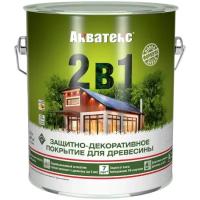 Защитно-декоративное покрытие для дерева Акватекс 2 в 1, полуматовое, 2,7 л, белое