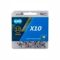 Цепь велосипедная KMC X10 Silver/Black 10 скоростей, 114 звеньев, 1/2" x 11/128", 5,88 мм, черно/серебряная