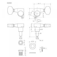 Колок одиночный для электрогитары, GOTOH SG360-MGT-07-n, Ex-Long, левый, черный