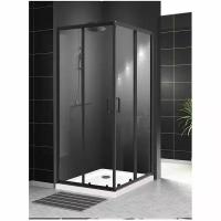 Душевой уголок BelBagno UNO-195-A-2-90-C-NERO черный матовый стекло прозрачное 5 мм (900х1950х900)