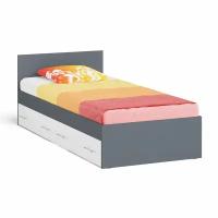 Кровать с ящиками Мори 900 цвет графит/белый, ШхГхВ 93,5х203,5х70 см, сп.м. 900х2000 мм, без матраса, основание есть