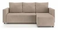 Угловой диван-кровать PUSHE раскладной Каир Lux 2, универсальный угол, велюр, бежевый Balance 130