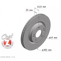 ZIMMERMANN 285.3531.20 диск тормозной перед. 305x25 / 47-5x114 \ i30 1.4mpi / t-gdi 16, kona 1.6crdi (Комплект 2 штуки)