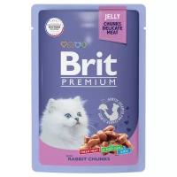 BRIT PREMIUM, влажный корм для кошек. Пауч для котят, Кролик в желе, 85г