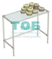 Хромированный большой демо-стол со стеклянной полкой 6 мм для продажи косметики серии COSMETIC ХДС-ПС6-D-43