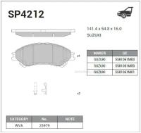 SANGSIN BRAKE SP4212 Колодки тормозные SUZUKI SX4 13-/VITARA 15- передние