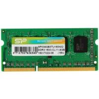 Оперативная память SODIMM Silicon Power (SP008GBSTU160N02) 8 ГБ (DDR3. 8 ГБx1 шт. 1600 МГц. PC12800. тайминги: 11-11-11-30)