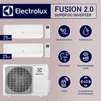 Мульти сплит система на 2 комнаты Electrolux Fusion Invertor EACS/I-09 HMBх2|EACO/I-18-2/N8