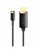 Кабель USAMS US-SJ509 U70 HDMI - Lightning, версия 1.4, 2м, нейлоновая оплетка, черный (SJ509HD01)