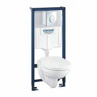 Комплект инсталляции Grohe Solido Lecico 39192000 с подвесным унитазом, микролифт, панель Skate Air