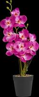 Искусственное растение Орхидея в горшке 12 ПВХ цвет фиолетовый