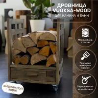 Дровница домашняя поленница из дерева для камина VUOKSA-WOOD дровник на колёсиках "Сайма"