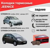 Колодки тормозные задние для CITROEN C4 нояб. 2004 – дек. 2011, CITROEN C4 Grand Picasso июль 2009, CITROEN C4 Picasso июль 2009