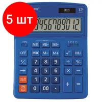 Комплект 5 шт, Калькулятор настольный BRAUBERG EXTRA-12-BU (206x155 мм), 12 разрядов, двойное питание, синий, 250482