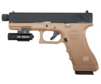 Страйкбольный пистолет KJW Glock G18 (6 мм, GBB, Gas, Tan, удлиненный)