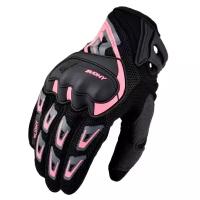 Мотоперчатки перчатки текстильные Suomy SU-11 для мотоциклиста на мотоцикл скутер мопед квадроцикл, черно-розовые, L