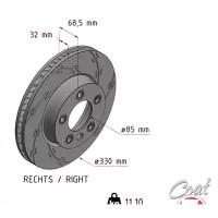 ZIMMERMANN 600.3225.55 диск тормозной bz перед.прав. 330x32 / 69-5x130 \ Porsche (Порше) cayenne, VW Touareg (Комплект 2 штуки)