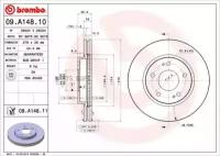 BREMBO 09A14811 Диск тормозной перед MITSUBISHI AIRTRAK/OUTLANDER CU4/5W/DIAMANTE F31/36/41/CEDIACS5A