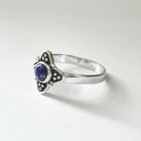 Женское серебряное кольцо с лазуритом 20 размер