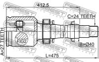 ШРУС внутренний правый 27x40x24, 0111ACA38RH FEBEST 0111-ACA38RH