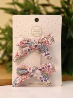 Набор заколок для волос "Flower bows", pink, 2 шт. в наборе