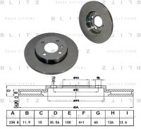 BLITZ BS0335 диск тормозной передний\Audi (Ауди) 80,VW Golf (Гольф) / Passat (Пассат) / Polo (Комплект 2 штуки)