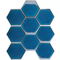 Керамическая мозаика StarMosaic Hexagon голубая 25,6x29,5 см