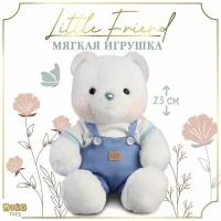 Мягкая игрушка "Little Friend", медведь в синем комбинезоне