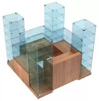 Стеклянный павильон-островок с квадратными витринами-колоннами для продажи обуви Shoes-СПО-ХП-16