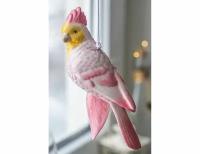 Подвесное украшение-колокольчик попугай корелла розовый, керамика, 20 см, EDG 016266-29-2