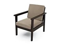 Кресло лориан, бежевый-венге, велюр, деревянное, мягкое, для дачи, для кафе и бара, на веранду, в террасу, для бани