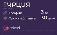 Туристический eSIM "Турция 3 Гб/30 дней". Пакет "Трафик и мессенджеры"